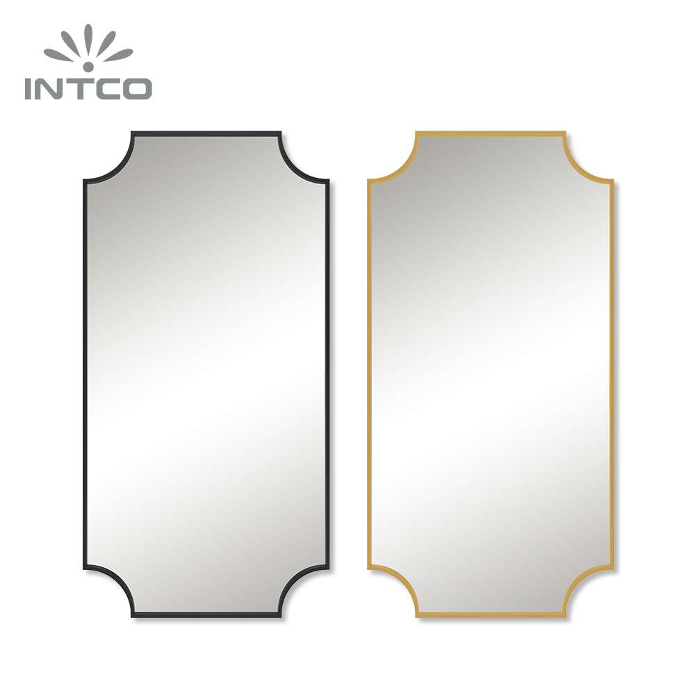 Intco metal mirror frames are available in black and gold
